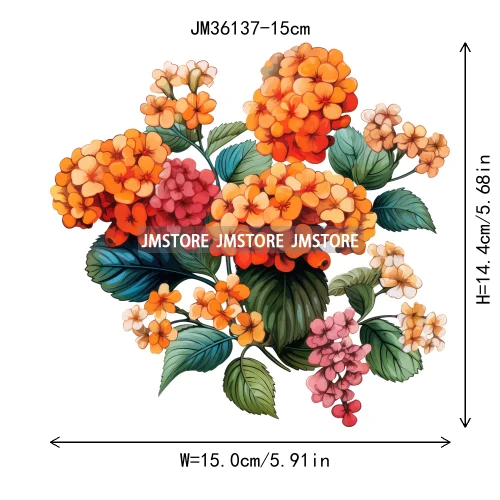 15cm 5.9in Kids Rose Flower Iron On DTF Heat Transfer Stickers For Clothes Printed Vinyl Thermal Applique Washable T-Shirt Decal