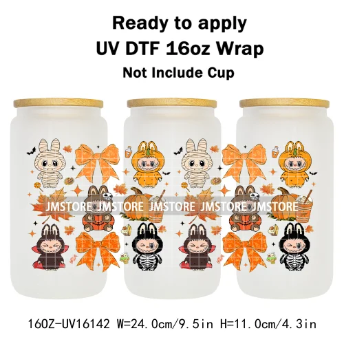 Spooky Doll Monster Characters UV DTF Stickers Fall Pumpkin Halloween Ready to Transfer Cup Wrap For Libbey Can Glass Tumblers