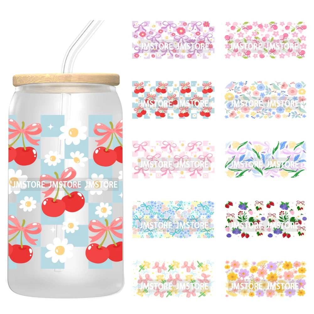 Coquette Floral Self Love Affirmations UV DTF Stickers Ready To Transfer Cup Wrap Custom Labels DIY Craft For Libbey Can Glass