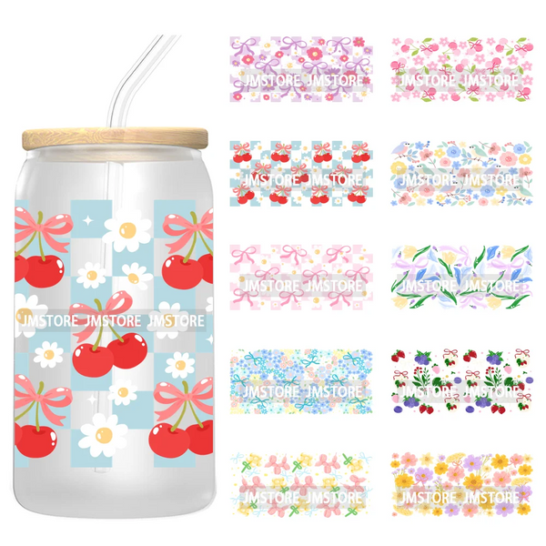 Coquette Floral Self Love Affirmations UV DTF Stickers Ready To Transfer Cup Wrap Custom Labels DIY Craft For Libbey Can Glass