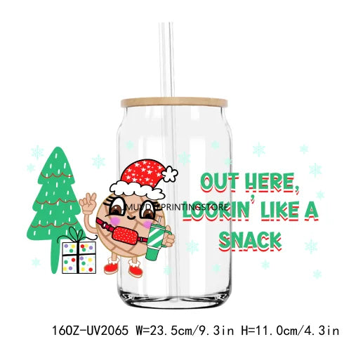 Latin Culture Christmas Season 16OZ UV DTF Cup Wrap Transfers Stickers Custom Labels DIY Waterproof Logo For Libbey Glass Can