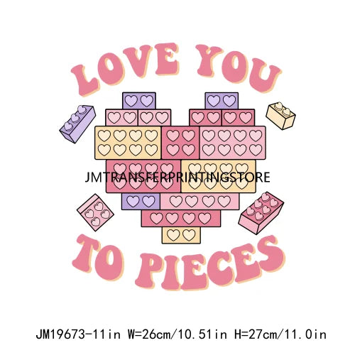 Retro Groovy Valentine Love You To Pieces DTF Transfer Iron On Heat Press Sticker For Hoodies