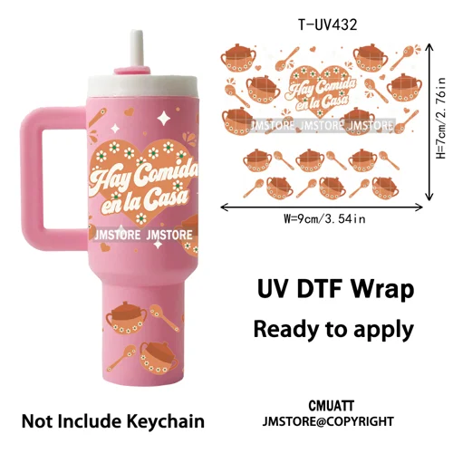 Concha Mexican Culture Cartoon Cow UV DTF Mini Tumbler Keychain Wraps Ready To Apply Transfer Stickers Prints Waterproof Decals