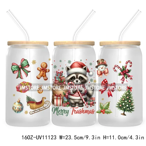 Just A Girl Who Loves Christmas UV DTF Cup Wrap For Libbey Glass Can Transfer Stickers Waterproof Custom Labels Tis The Season