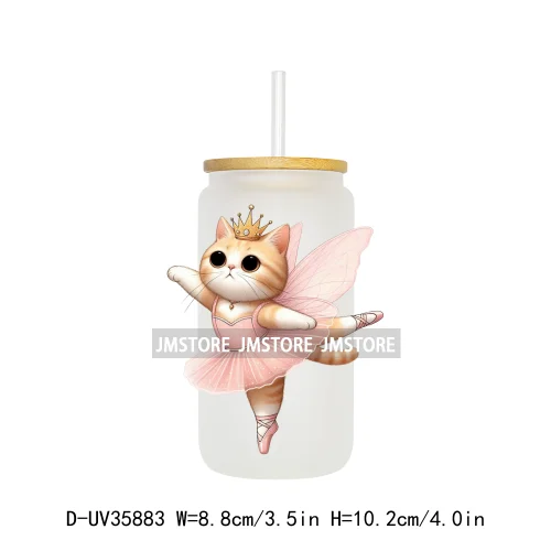 Dancing Cats Kittens Queen UV Sticker Decals For Libbey Cold Cups Mugs Tumbler Transfer Stickers Waterproof High Quality Labels