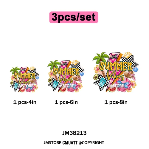 Spring Break Wildflower Seashell Turtle Coquette Sun Summer Vacation Iron on DTF Transfers Stickers Ready to Press for Clothes