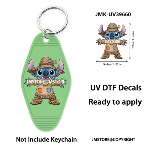 Horror Cartoon Halloween Pumpkin UV DTF Motel Keychain Decals Ready To Ship Durable Transfer Stickers Prints For Hotel Keychain