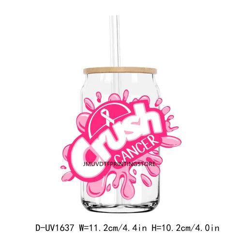 Crush Cancer Ribbon Awareness UV DTF Transfers Stickers Decals For Libbey Cold Cups Mugs Tumbler Waterproof DIY Craft