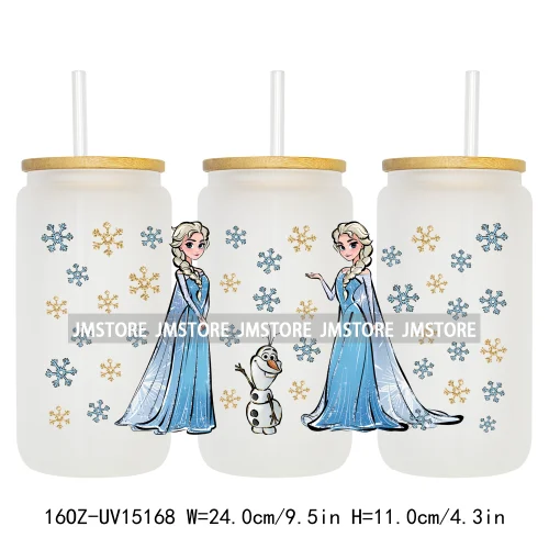 Cartoon Princess Coquette Mermaid 16OZ UV DTF Cup Wraps Ready To Apply Waterproof Transfer Stickers For Libbey Glass Can Tumbler