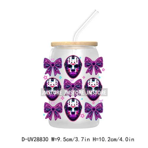 Thug Life Horror Movie Scary Halloween UV DTF Transfer Stickers Decals For Libbey Cold Cups Mugs Tumbler Coquette Bow Friends