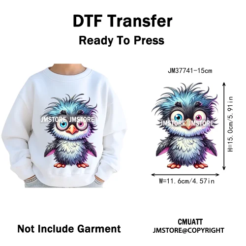 15cm 5.9in Kids Quirky Safari Cartoon Animal Iron On Transfers Stickers For Clothing DTF Printed Appliques Washable T-Shirts