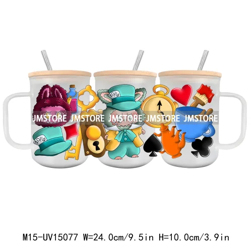 Cartoon Mirror Coquette 15OZ Glass Mug UV DTF Cup Wrap Ready To Apply Waterproof High Quality Custom Prints For Mugs Cup Tumbler