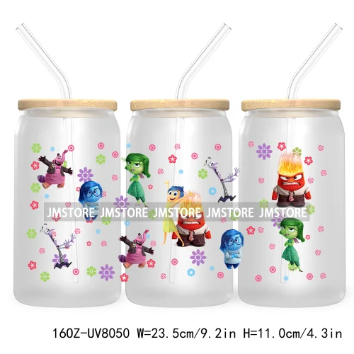 It's Okay To Feel All The Feels UV DTF Cup Wrap For 16OZ Glass Cup Can Transfer Stickers Custom Label Logo Inside Out Characters