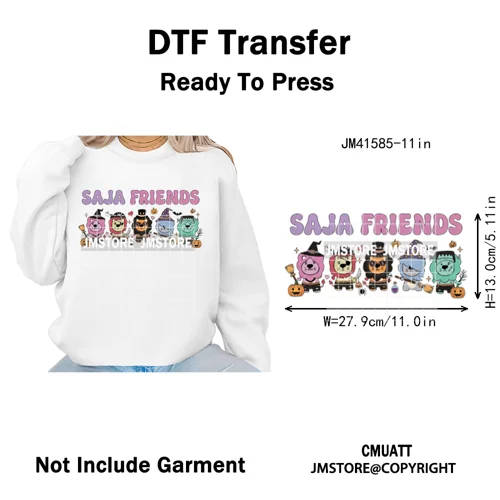 Cartoon Kpop Spooky Boys Girls In This House Era Halloween Iron on DTF Washable Transfers Stickers Ready to Press for Clothes