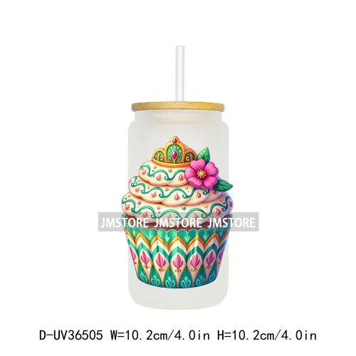 Cartoon Cupcake Sweet Treats UV DTF Transfer Stickers Decals Ready To Apply Waterproof For 16OZ Libbey Glass Can Cups Tumbler