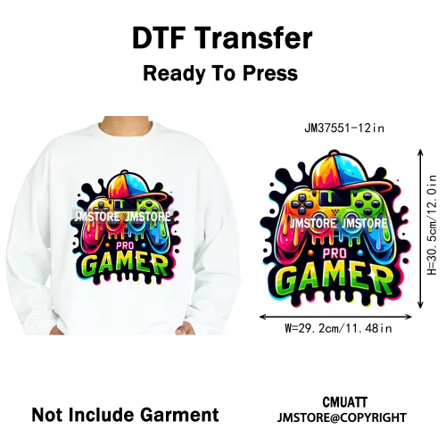 12in Game Zone Time Girl Gamer Squad Hustler Graffiti Game On Over Iron on DTF Transfers Stickers Ready to Press for Hoodies