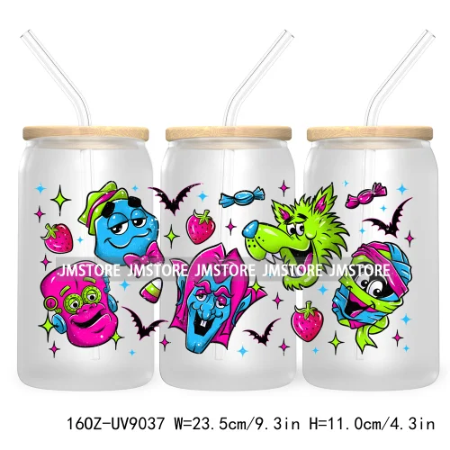 Horror Witch Halloween UV DTF Sticker For 16OZ Libbey Glass Cup Can Wrap Transfer Stickers Custom Labels DIY Logo Spooky Season