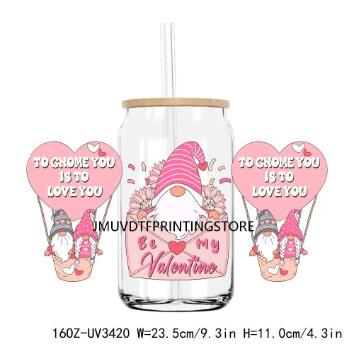 Love More Worry Less UV DTF Sticker For 16OZ Libbey Glass Cup Can Wrap Transfer Sticker Custom Labels DIY Logo XOXO Valentines