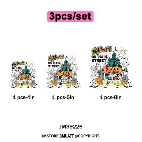 Pumpkin Spice Season Cartoon Horror Nightmare Halloween Vibes Iron on DTF Washable Transfers Stickers Ready to Press for Hoodies