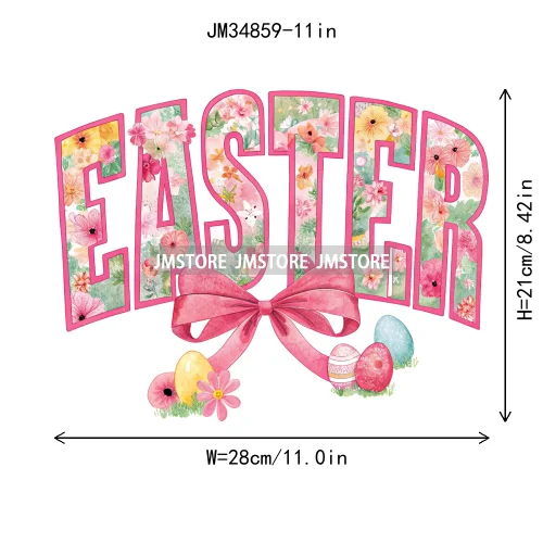 Cute Teacher Bunny Coquette Teaching Sweet Heart Floral Happy Easter Iron On DTF Transfers Stickers Ready To Press For Clothing