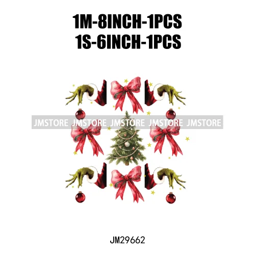Christmas Santa Red Coquette Highland Cow Xmas Holly Jolly Vibes Iron On DTF Transfers Stickers Ready To Press For T-shirts