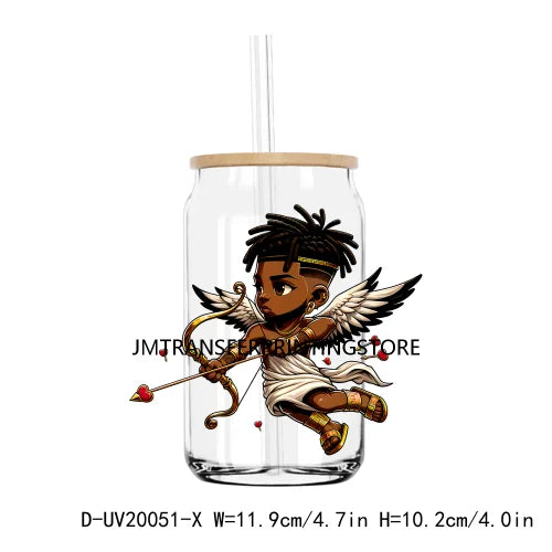 African American Black Valentine Boys Girls UV DTF Transfers Stickers Decal For Libbey Cold Cups Mug Tumbler Waterproof DIY Logo