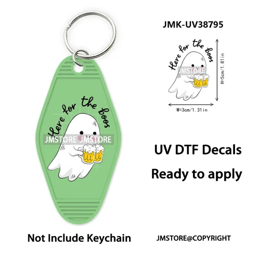 Fall Halloween Quotes Spooky Boo UV DTF Motel Keychain Decal Ready To Ship Durable Transfer Stickers Prints For Hotel Keychain