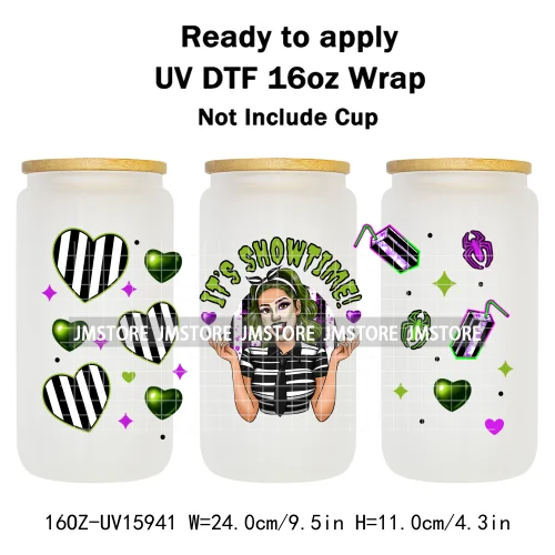 Halloween Girls Horror Movie Friends 16OZ UV DTF Cup Wrap Ready To Apply Waterproof Transfer Stickers For Libbey Glass Can Mugs