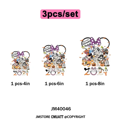Happy Halloween Nightmare Cartoon Character Pumpkin Skeleton Iron on DTF Washable Transfers Stickers Ready to Press for T-shirts