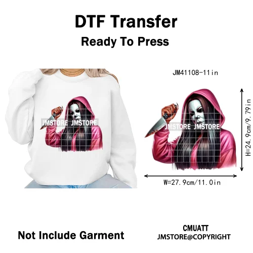 Horror Afro Mama Coffee Lover Scary Girly Killer Halloween Movie Iron on DTF Transfers Stickers Ready to Press for Textile Bags