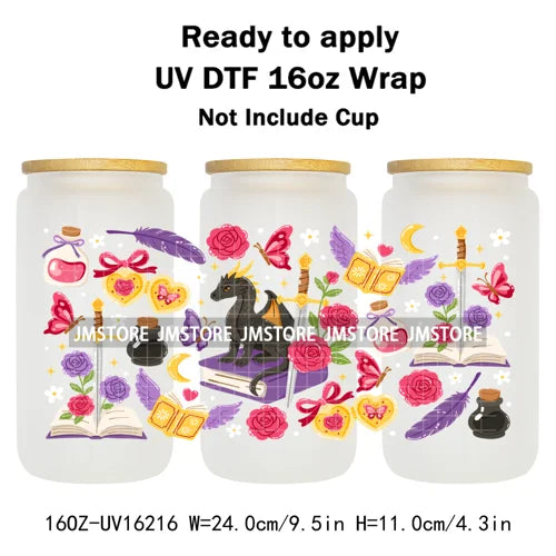 Romance Bookclub Bookish Candle UV DTF Cup Wrap Ready To Apply Transfer Stickers Durable 16OZ Tumbler Wraps For Libbey Glass Can