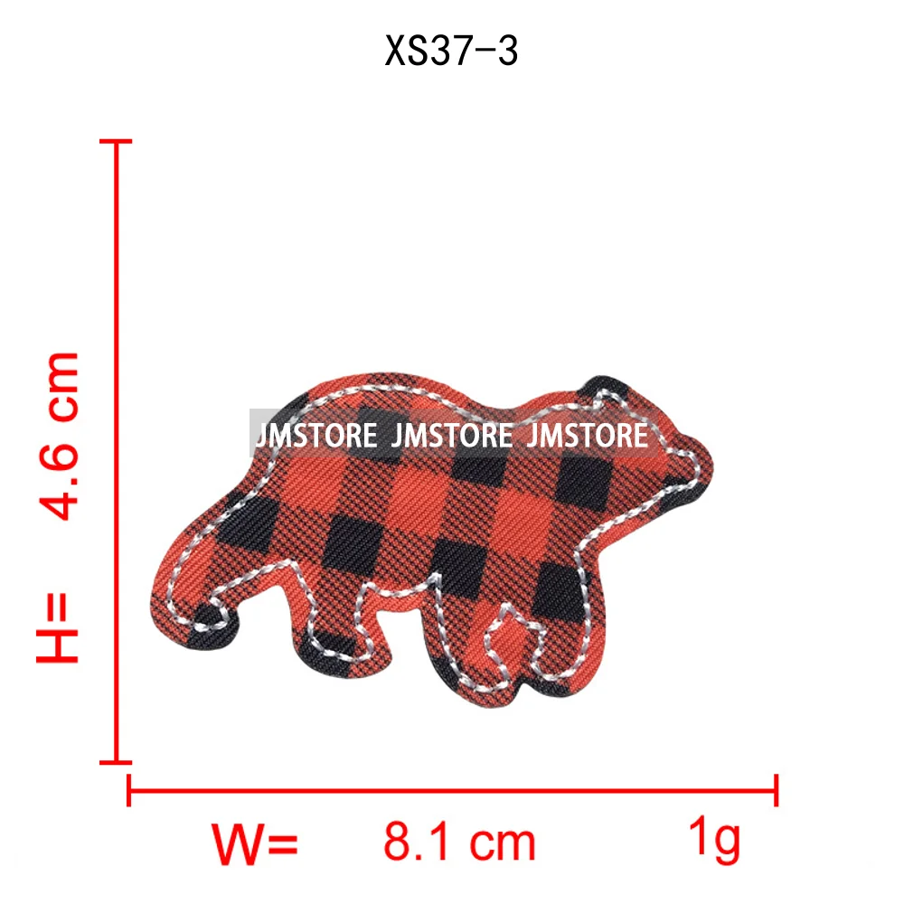 Red Checkered Christmas Icons Cozy Winter Season Lover Festive Decoration Embroidery Appliques Iron on Patches for Clothes Bags