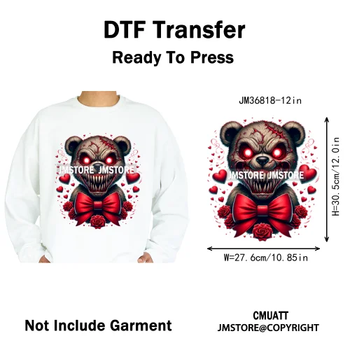 12in Hip Hop Vibes Urban Style Rich Bear With Gold Chains King Animal Iron on DTF Transfers Stickers Ready to Press for Textile