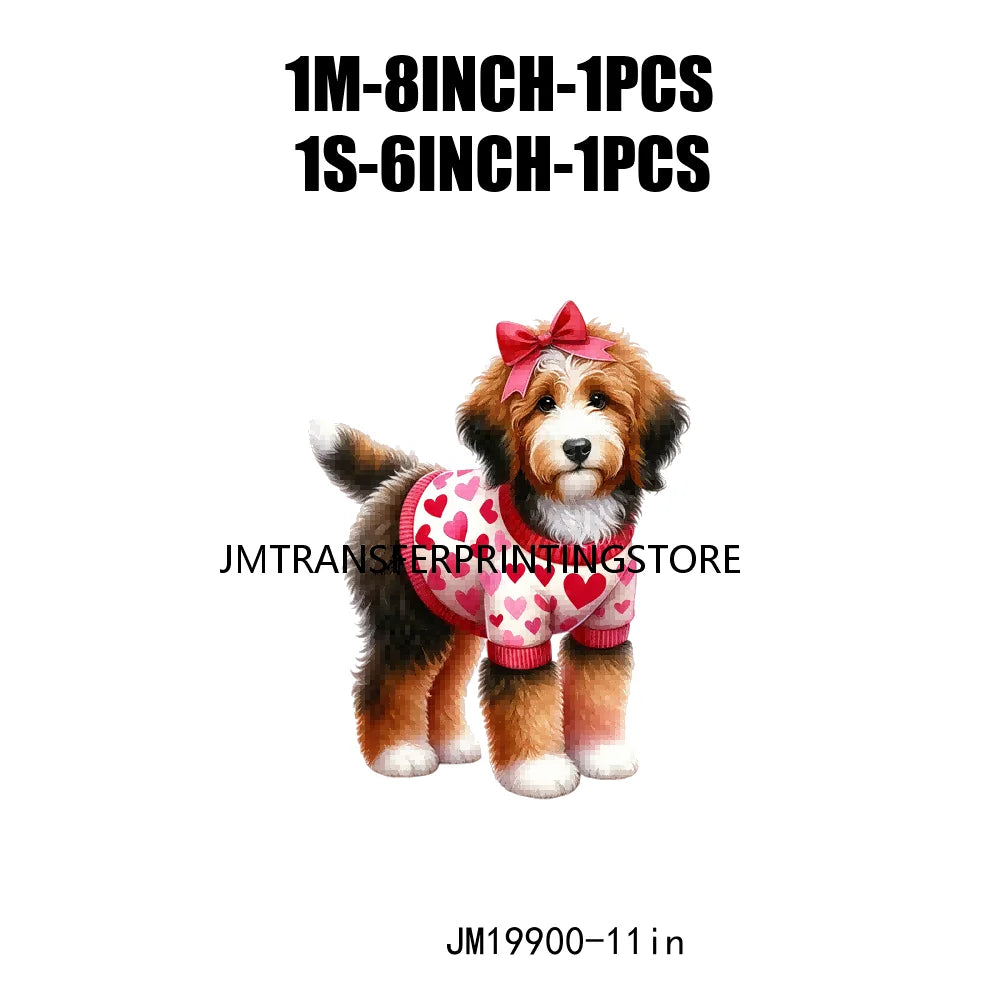 Puppy Valentine's Day Animal Love Cute Dog Heat Press Iron On DTF Heat Transfers Stickers Ready To Press For Shirts