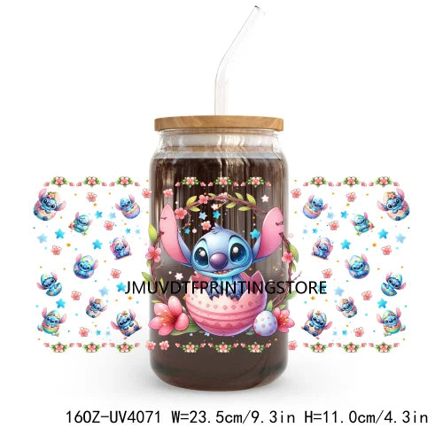 Cute Cartoon Girl With Egg UV DTF Sticker For 16OZ Libbey Glass Cup Can Wrap Transfer Sticker Custom Print DIY Logo Easter Vibes