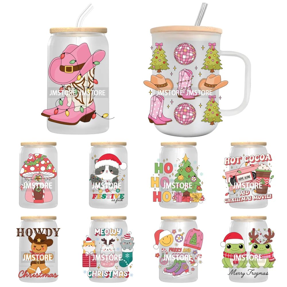 Hot Cocoa Season Western Howdy Ghost Christmas Custom UV DTF Sticker Decals For Libbey Cold Cups Mugs Tumbler Transfer Stickers