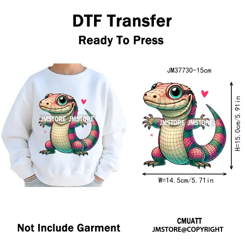 15cm 5.9in Kids Size Funny Pets Lovers Playful Panda Lion Chameleon Animal Iron on DTF Transfer Stickers Ready to Press for Bag