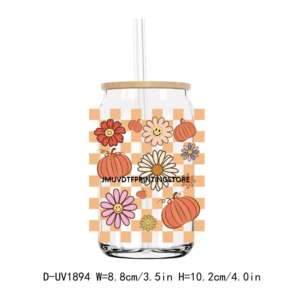 Cozy Pumpkin Sesaon Fall Vibes Leaves UV DTF Transfers Stickers Decals For Libbey Cold Cups Mugs Tumbler Waterproof DIY Craft