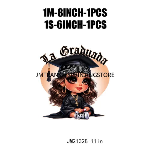 Chicana Chola Educated Latina Graduation Girl Mexican Culture Iron On Stickers Chingona y con Diploma DTF Transfers For Garment