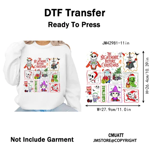 Very Merry Christmas Party Cartoon Princess Kids Friends Winter Gifts Iron on DTF Transfers Stickers Ready to Press for Textiles