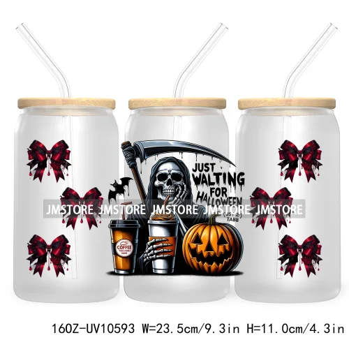 Horror Princess Halloween 16OZ UV DTF Cup Wrap Transfer Stickers Movie Killers Custom Labels For Libbey Glass Can Trick Or Treat