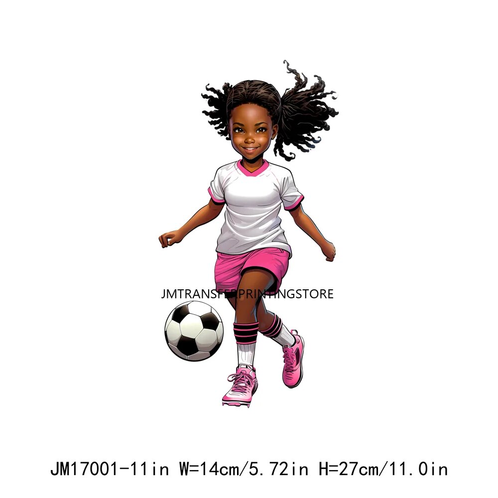 Afro Cut Sport Girl Football Baseball Sticker Heat Press American Afro Sport Kids DTF Transfers For Bags Hoodies