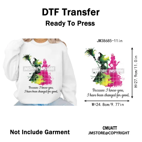 In My Witch Era Pink Goes With Green Coquette Bow Magic Broom Iron on DTF Washable Transfers Stickers Ready to Press for Textile