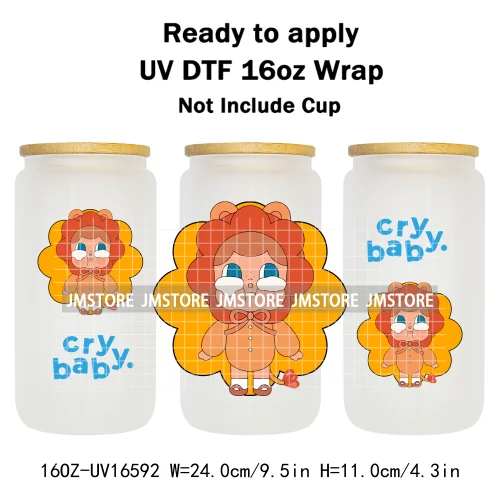 Floral Monsters Cartoon Characters UV DTF Wraps Transfer Stickers Waterproof Logo High Quality For 16OZ Libbey Glass Can Tumbler