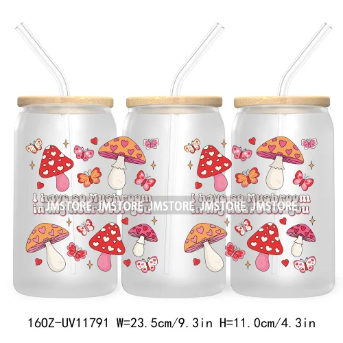 Trendy Girly Coquette Cherry Bow Valentines Gift Bears UV DTF Cup Wrap Transfer Stickers For 16OZ Libbey Glass Can Custom Logo