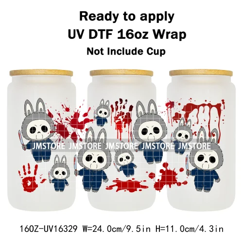 Laboo Killers Friends Halloween Monster Doll UV DTF Stickers Ready To Transfer Cup Wrap Custom Logo For Libbey Can Glass Tumbler