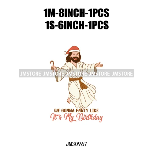 Happy Birthday Baby Jesus Faith Love Christian Christmas Xmas Holiday Iron On DTF Transfer Stickers Ready To Press For Clothing