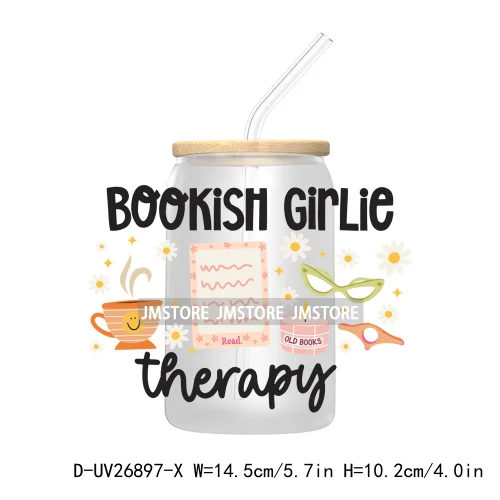 In My Bookish Era UV DTF Sticker For 16OZ Libbey Glass Cup Can Wrap Transfer Stickers Custom Labels Prints DIY Logo Be Kindness