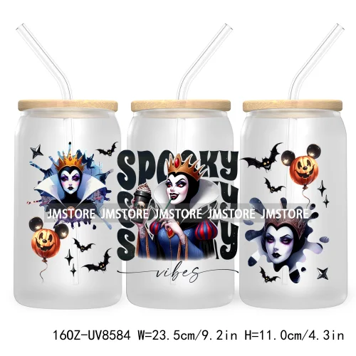 Spooky Vibes Halloween Princess 16OZ UV DTF Cup Wrap Transfer Stickers Custom Label Durable Waterproof Logo For Libbey Glass Can