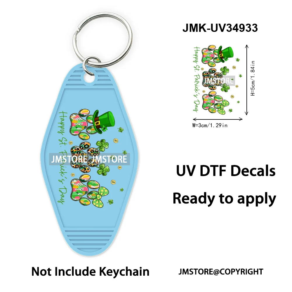 Coquette Green Bow Lucky Mama St Patrick's Day High Quality WaterProof UV DTF Sticker For Motel Hotel Keychain